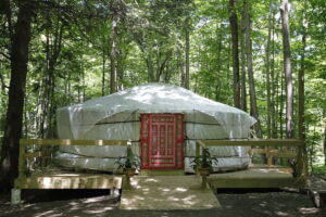 sanctuary Yurt AirBnB rental at The Heron in western new york